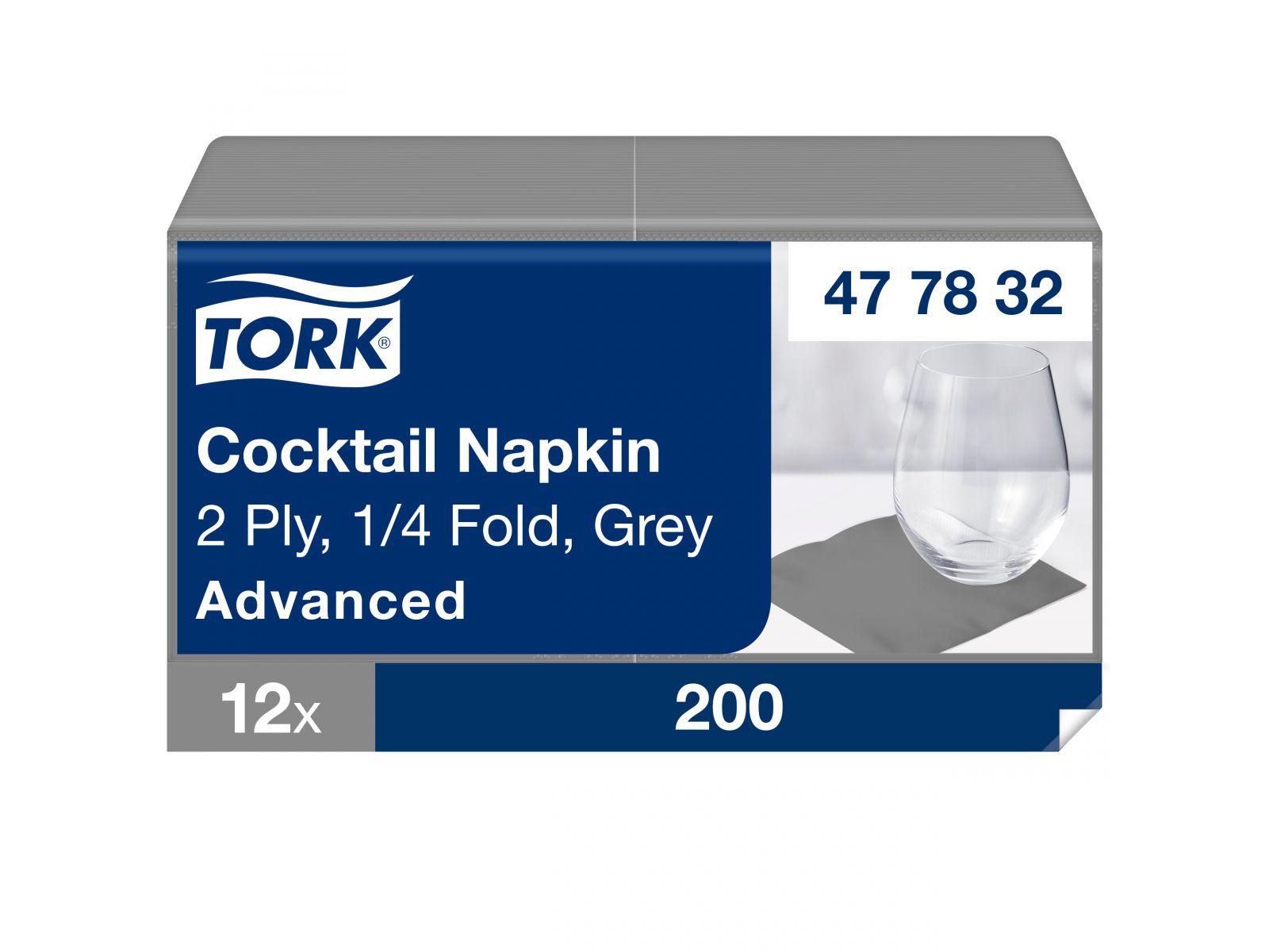 Serwetki Tork 24x24 477832 Szara Karton 2400 serwetek (12 x 200) Składana 1/4